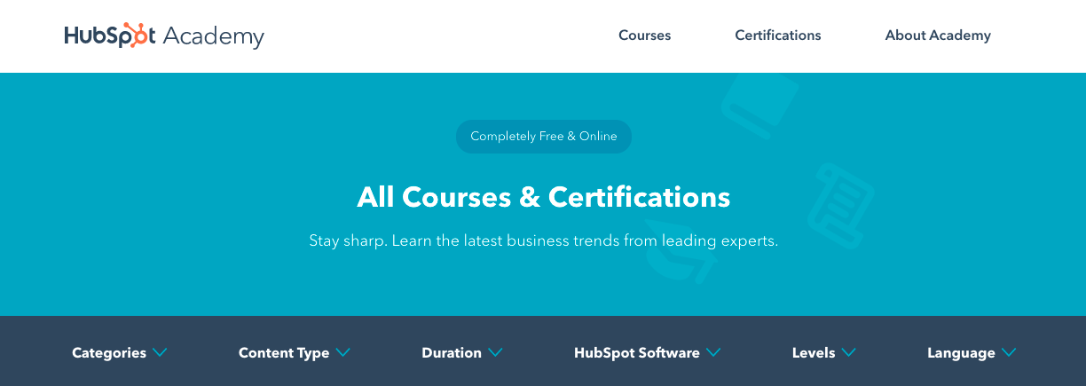 HubSpot Academy screenshot A screenshot of HubSpot Academy.